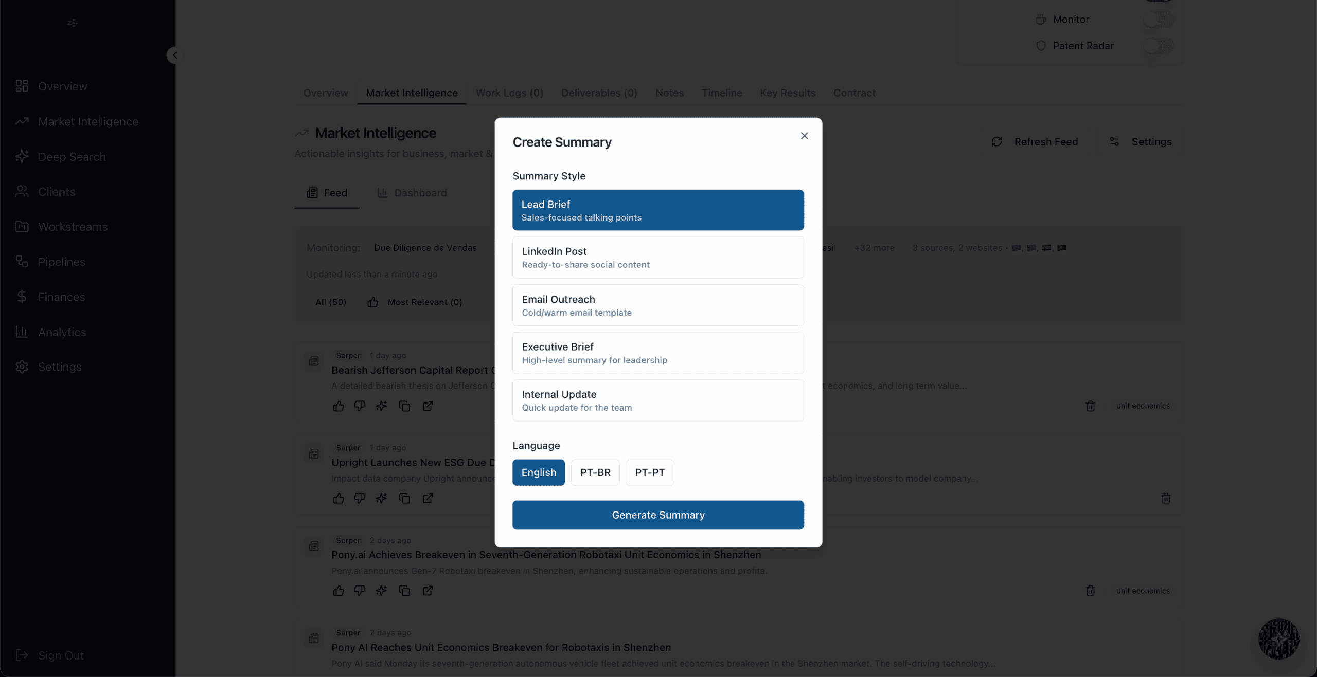 Zenit format selector